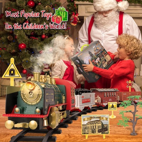 Juego de tren eléctrico clásico con luces sonidos motor de humo locomotora Choo Choo