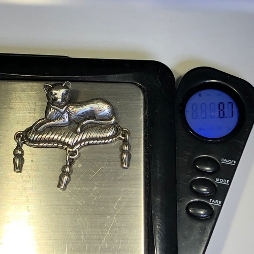 Bewegliche baumelnde Katze Anstecknadel Rückseite Brosche Funky Vintage 1 1/2" Sterlingsilber 0,925 b27 - Bild 12 von 12