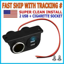 Car Cigarette Lighter Socket Splitter Dual USB Charger Power Adapter Outlet 12V