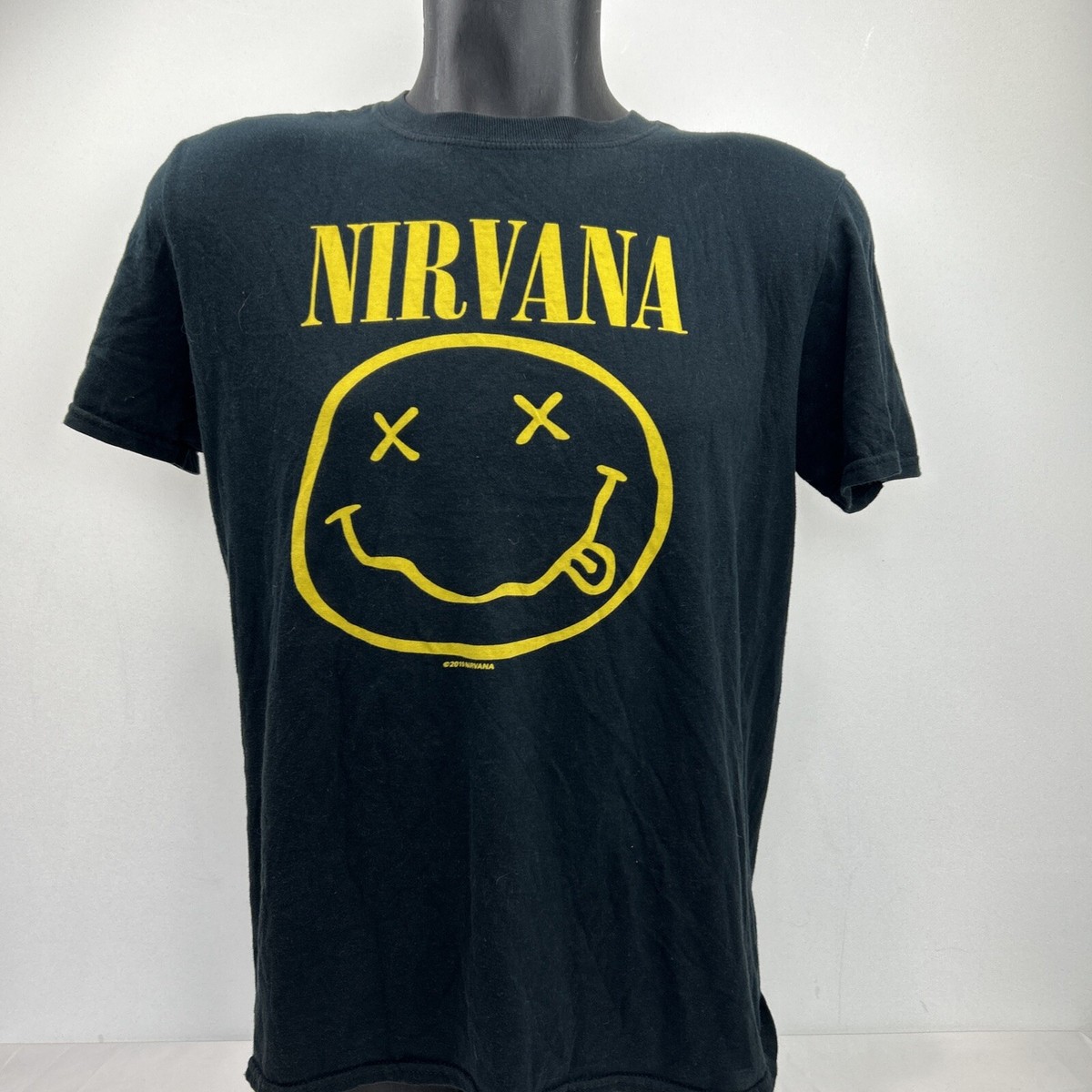 Nirvana Smiley Face T-Shirt - Unisex Black Tee - Medium - 100% Cotton Band Merch