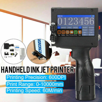Handheld Inkjet Printer Date QR Barcode 4.3'' Touch Screen 600DPI DIY 2-12.7mm