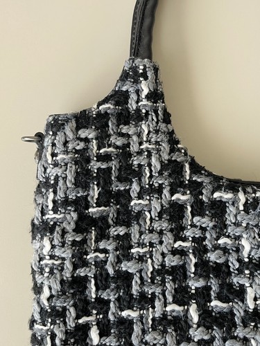 Patricia Nash Delaney Tweed Quilted Satchel Gray Black White Large Tote Bag - Picture 8 of 16