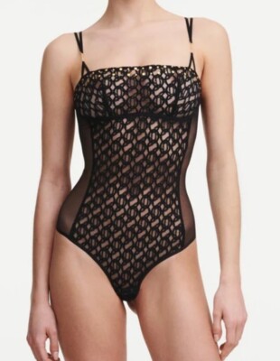 NWT CHANTELLE X Metal X Bodysuit Design France Sexy 02G9 Black Large Retail $225