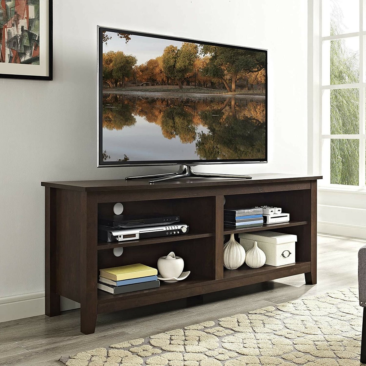 Walker Edison Wren Classic 4 Cubby TV Stand for TVs up to 65