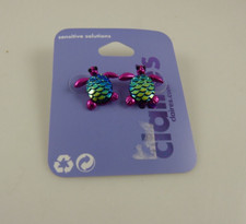 Turtle Honu earrings post Claires sensitive solutions Silver tone