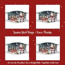 Christmas Santa Sled Dog Cat Pet Photo Face Masks, Personalized Custom Face Mask