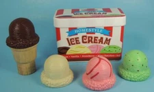 Melissa & Doug Homestyle ICE CREAM Container, 4 Scoops w/Magnets + Wood CONE