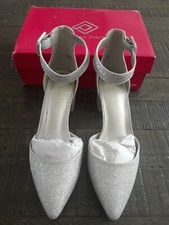 DREAM PAIRS Women's High Heel Stiletto Pumps Ankle Strap Pointed Silver Sparkle