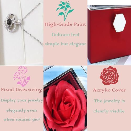 Gift for Mothers Day Rose Ring Box Velvet Jewelry Box Eternal Rose Box Red - Bild 3 von 6