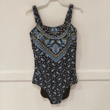 Lands' End Women's Bandeau One Piece With Tummy Control 60 Size 2 Tall 9B361