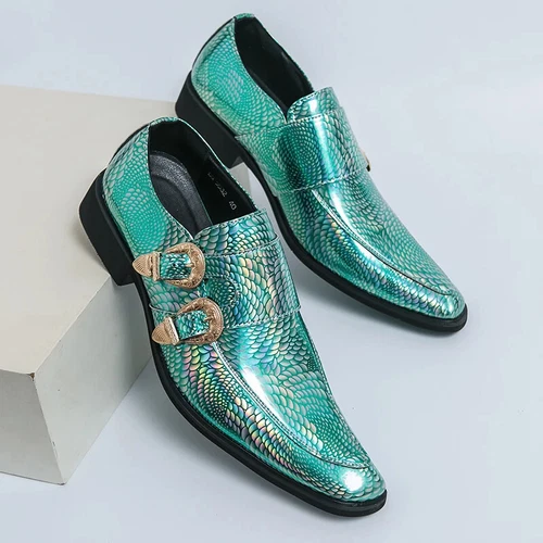 Herren Elegante Schuhe Lackleder Luxus Spitz zulaufend Slipper Flach Hochzeit Schuhe - Bild 18 von 38