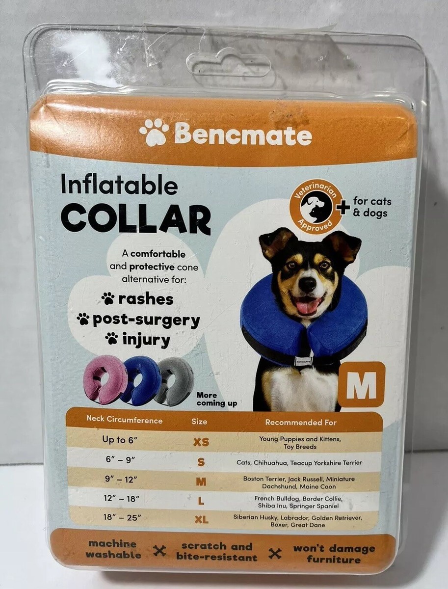 Bencmate Protective Inflatable Dog Collar Size M, Blue, 9