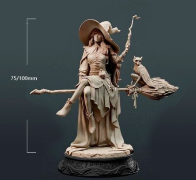 1/18 resin figures model 100mm Fantasy Broom Witch unassembled unpainted