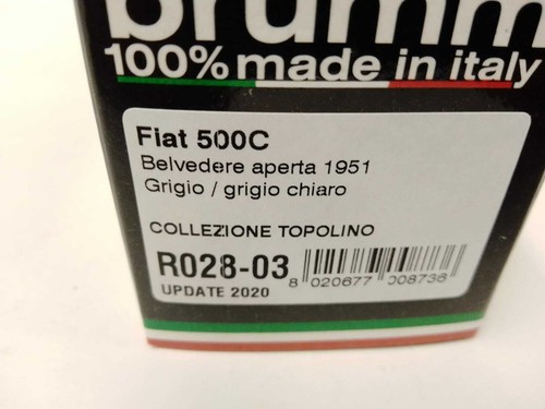 Brumm Fiat 500C Belvedere aperta grigio - grigio chiaro 1951 1/43 R028-03 - Foto 3 di 3