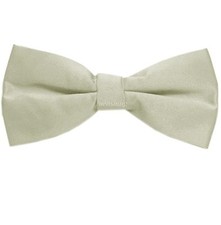 New Brand Q men's single pleat pre-tied bowtie solid bridal formal prom Silver