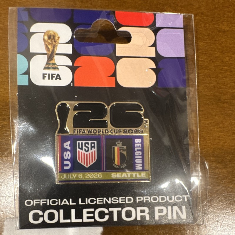 FIFA World Cup 2026 Officially Licensed USA vs Belgium Pin Seattle 7/6/26