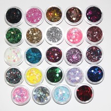 Holographic Chunky and Fine Glitter Mix, 24 Colors Festival multicolor