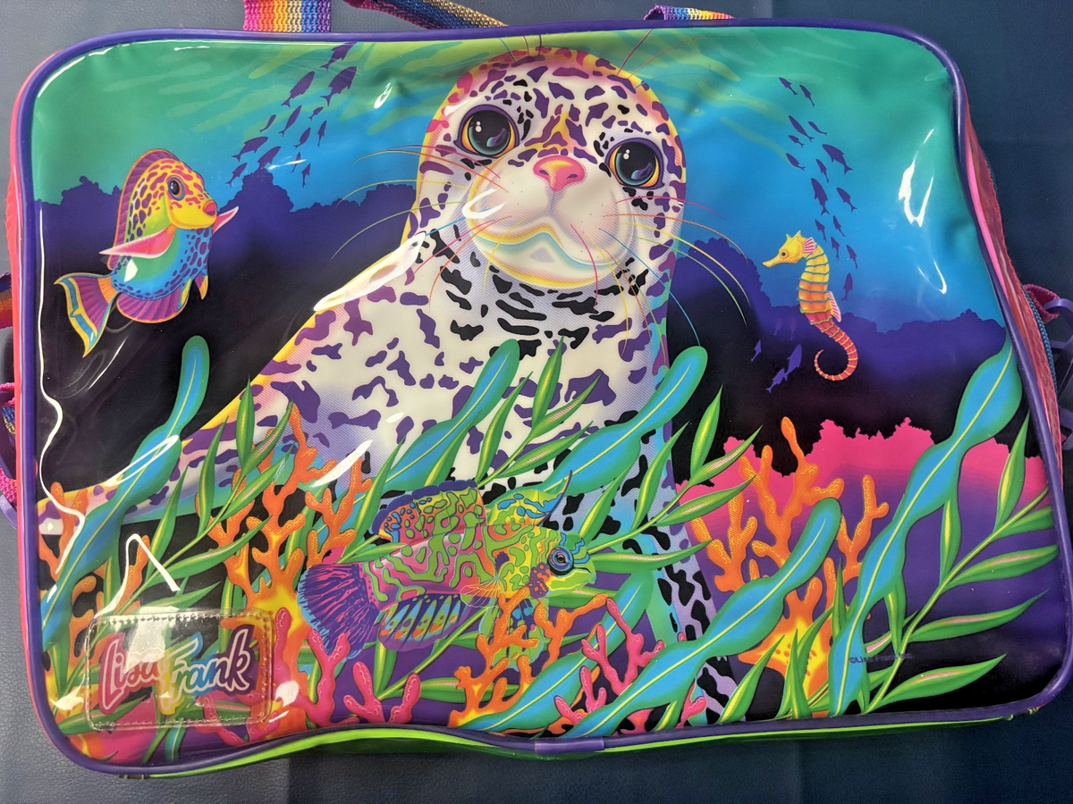Lisa Frank Vintage Seal Ocean Duffel/Sleep Over Bag Clear Blue