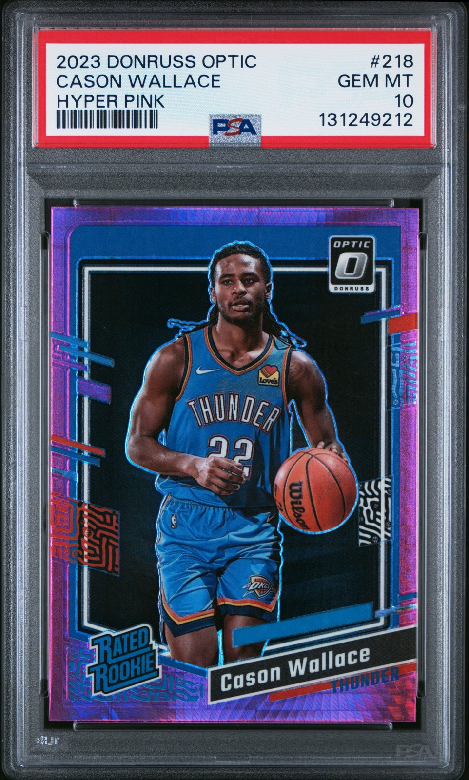 2023 PANINI DONRUSS OPTIC HYPER PINK #218 CASON WALLACE PSA 10
