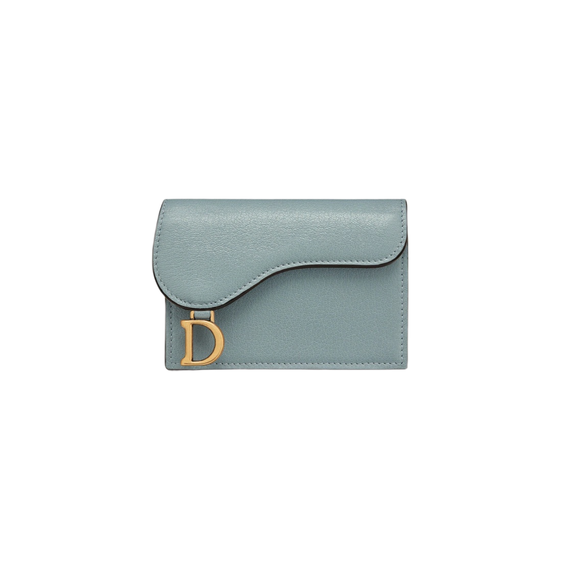 Dior Cloud Blue Goatskin Saddle Flap Card Case