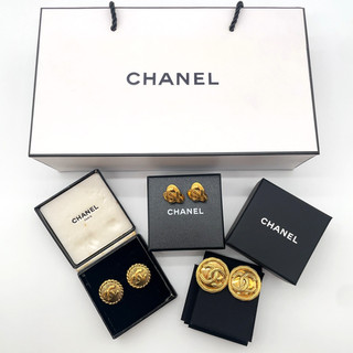 Authentic Chanel Coco Mark GD Earrings Collection Set of 3 WBox bag SK050048