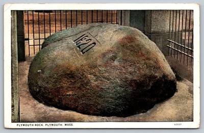 Vintage Plymouth Rock Postcard Massachusetts 1931 Historic Landmark