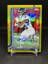 2025 Topps Chrome Football Kalel Mullings Yellow Refractor Rookie Auto 193/275