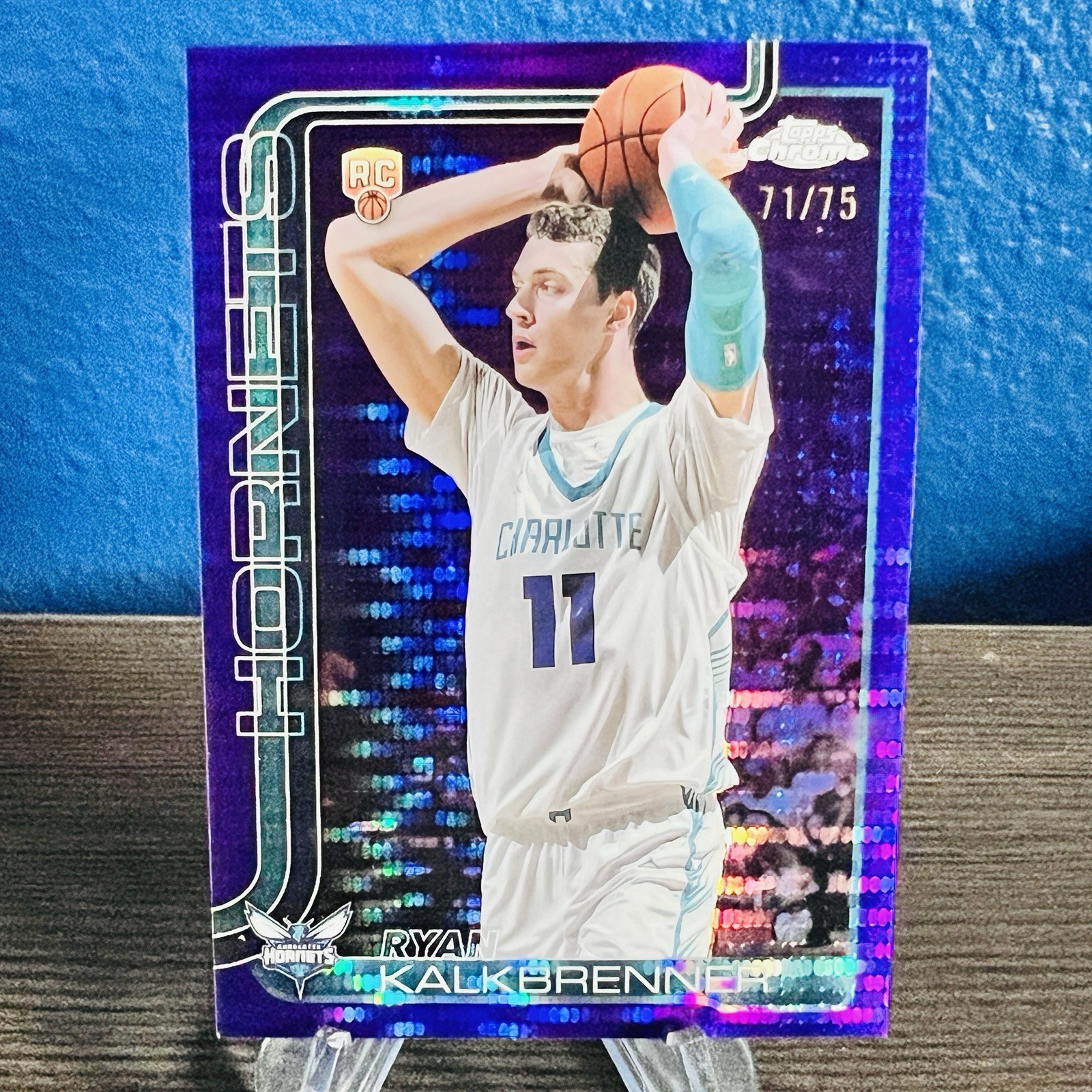 2025-26 Topps Chrome Ryan Kalkbrenner #284 Purple Pulsar Refractor /75 Hornets