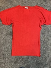 Ladies Red Wallis Short Sleeved Lightweight Jumper Size S/M