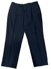 Oscar de La Renta Vintage Men Dress Pants Navy Blue 42x30 Pleated 100% Wool 90s