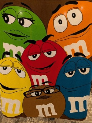 M&M's World Multi Colored Candy Fleece Throw Blanket 50  X 60  Authentic 