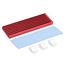 M.2 Aluminum Heatsink Kit 70x22x6mm Red w Silicone Thermal Pads for 2280 SSD