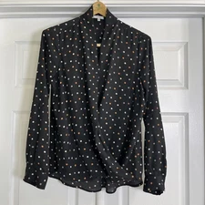 Pleione Blouse Long Sleeve Polka Dots Black Women’s Medium #Corpcore