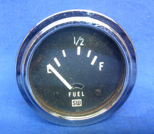 Vintage 1960s Stewart Warner 2-116 Fuel Level Gauge Brass Case