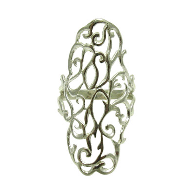Stilvoller langer Sterling Silber Ring gepunzt massiv 925 Handarbeit Top Qualität