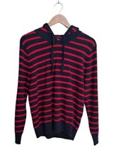 UNIQLO x JW ANDERSON Hooded Striped Knit Sweater Navy Red S Embroidered Logo