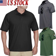 Mens Short Sleeve Casual Polo Shirts Quick Dr...