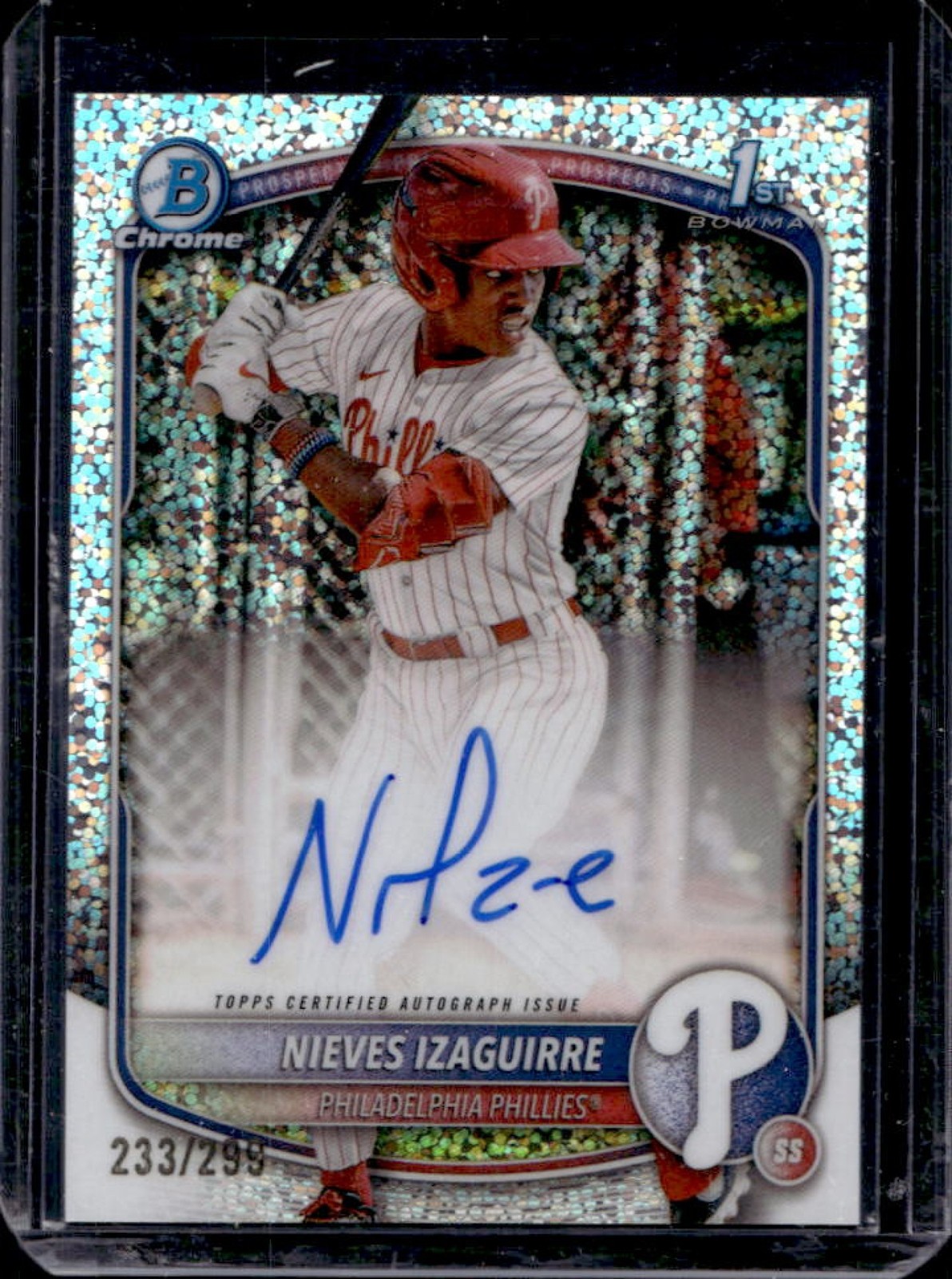 2025 Bowman Chrome Nieves Izaguirre Auto Speckle Refractor 1st #233/299