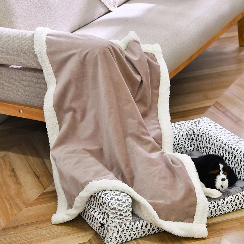 Waterproof Warm Soft Fleece Pet Blanket Large Cat Dog Kennel Bed Mat Pad Cushion - Image 4 of 4