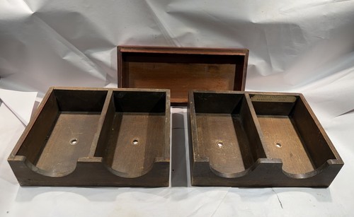 Lot Of Antique Wooden Administrative/Office Index Card Trays