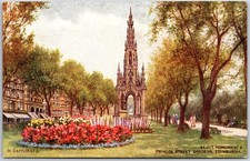 Edinburgh Scotland, Scott Monument & Princes Street Gardens, Gothic, Postcard