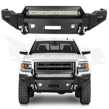 Steel Front Bumper with Winch Plate & LED Lights For 2014-2015 GMC Sierra 1500