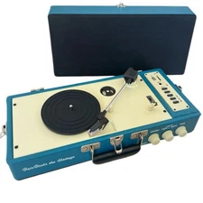 BamBooks Heritage Portable Record Player Turntable, Used, Classic Design