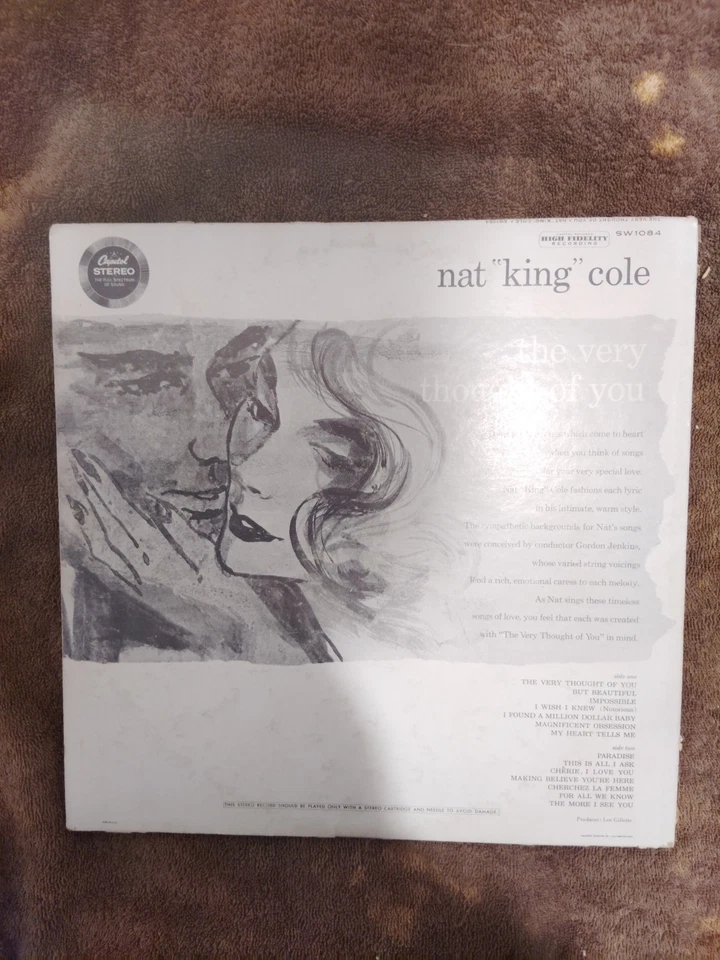 Nat King Cole The Very Thought Of You LP Record Capitol W-1084 tested Foto 2 de 2