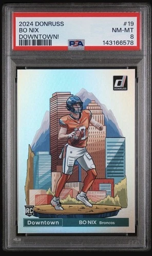2024 DONRUSS #19 DOWNTOWN! (RC) BO NIX PSA 8 NEW SLAB