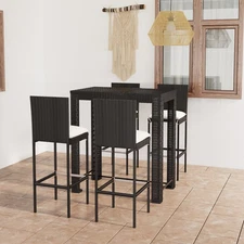 Garden Bar Set Black PE rattan, powder-coated steel Standard