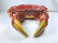 Life Size Crab Tureen Serving Dish Dip Bowl Feast Events Portugal Hand Painted