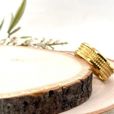 8mm Gold Plated Tungsten Ring Unisex Diamond Cut Pattern Band For Christmas Gift