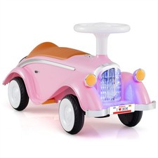 Toddler Ride On Sliding Car Foot to Floor LED Lights Horn for 19-36 Months Pink