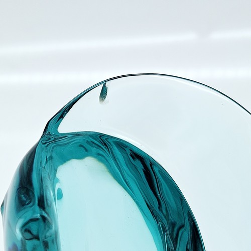 Statuina vetro cristallo turchese pesce forma libera Baccarat 4,5" Francia DANNEGGIATA - Foto 3 di 9